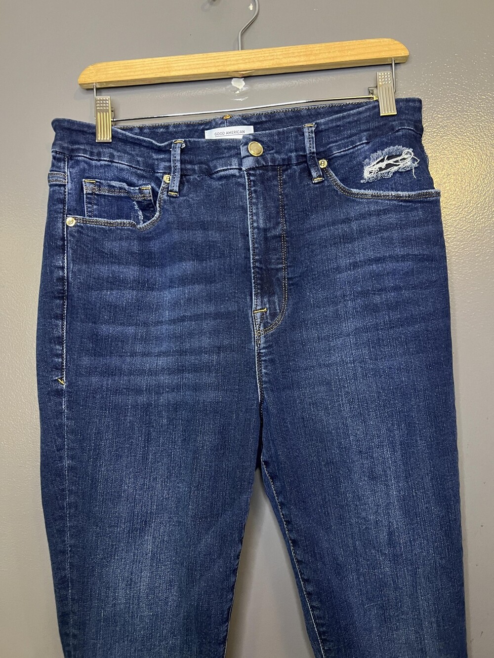Good American Good Legs Crop Jeans Womens 30 Dark Wash High Rise Denim